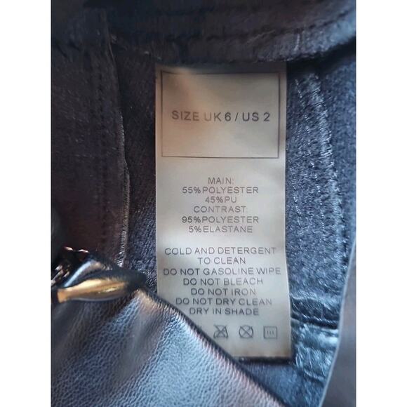 Maniere De Voir Leggings Womens Matte Vegan Leather Contour Side Ankle Zip 2 US - Picture 8 of 8